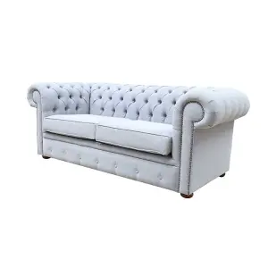 Chesterfield Handmade 2.5 Seater Sofa Catania Ash Grey Fabric In Classic Style