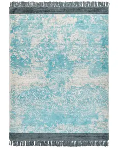 Viscose Area Rug 140 x 200 cm Blue and Beige AKARSU