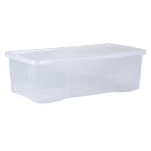 Wham Crystal 4x 62L Plastic Storage Boxes with Lids - Pack of 4.  Long, Large, Made in the UK Clear