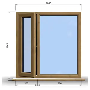 1095mm (W) x 1145mm (H) Wooden Stormproof Window - 1/3 Left Opening Window - Toughened Safety Glass