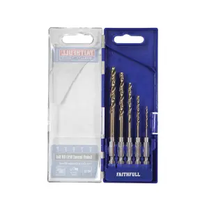 Faithfull Set of 5 Cobalt Impact Drill Bit Set Quick Change HSS