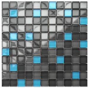 Glass mosaic on mesh for bathroom or kitchen 300mm x 300mm - Minecraft Diamond