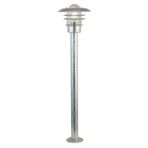 Lighting Collection Galvanised Outdoor Lantern Post