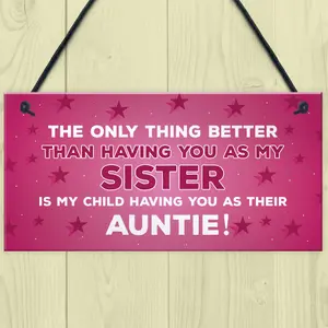 Novelty Gift For Auntie Sister Birthday Christmas Gifts Hanging Plaque Sister Gift Thank You