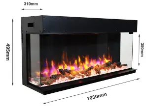 Rosedale 3D Media Wall Electric Fire - Small