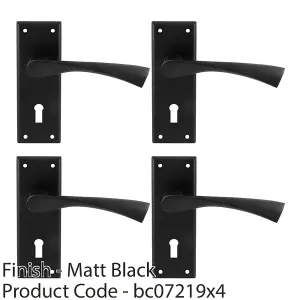 4 PACK - PAIR Angular Lever on Lock Backplate Door Handle 150 x 50mm Matt Black