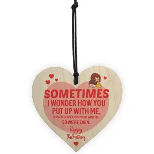 Red Ocean Valentines Day Funny Wooden Hanging Heart Gift For Boyfriend Girlfriend Novelty Gift For Her Him,