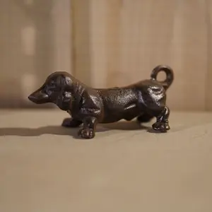 Cast Iron Dachshund Puppy Dog Metal Statue Home Garden Ornament Sculpture