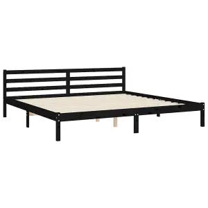 Berkfield Bed Frame with Headboard Black 200x200 cm Solid Wood