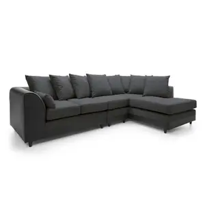 Dylan Large Corner Sofa Right Facing in Black Grey