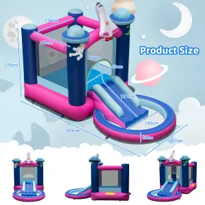 Costway Inflatable Kids Bouncy Castle Water Slide Jumping House with 480W Blower