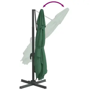 Berkfield LED Cantilever Garden Parasol Green 400x300 cm