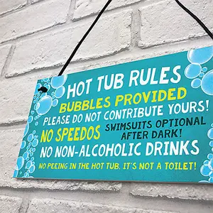 Red Ocean Hot Tub Rules Sign Funny Hot Tub Sign For Garden Hot Tub Accessories Gift For Women Men Garden Signs