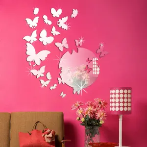 Mirror Butterflies Mix Mirror Stickers Nursery Home Decoration Gift Ideas 25 pieces