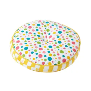 Homescapes Multi Polka Dots & Yellow Stripes Round Floor Cushion