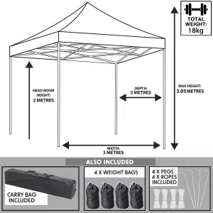 Durable 3x3m Green Pop-Up Gazebo with Waterproof Side Walls for Outdoor Events