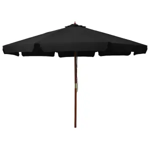 Berkfield Outdoor Parasol with Wooden Pole 330 cm Black