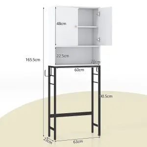 COSTWAY Over The Toilet Storage Shelf Freestanding Bathroom Cabinet w/ 2 Doors