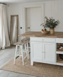 Florence White Kitchen Island with Cupboard and Shelves