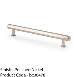 Industrial Hex T Bar Pull Handle - Polished Nickel 160mm Centres Kitchen Cabinet