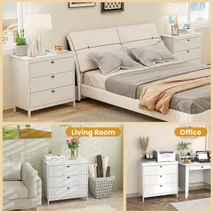 COSTWAY 3-Drawer Dresser Modern Chest of Drawers 3-tier White Side Cabinet