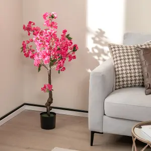 Costway 105cm Artificial Plum Blossom Tree Realistic Fake Floral Potted Plant 96 Flowers