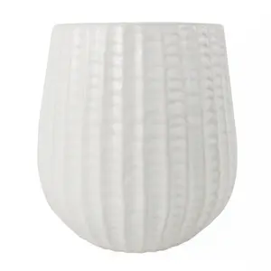 16cm Tall White Ceramic Planter