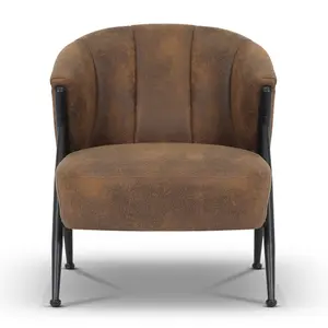 Faux Leather Suede Brown Viviana Accent Chair