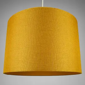 Contemporary and Sleek Ochre Linen 16 Lamp Shade with Cotton Inner Lining