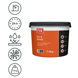 NX Dual Purpose Fix & Grout Ready mixed Brilliant white Wall tile Adhesive & grout, 7.5kg