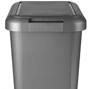 Kitchen Bin Touch and Lift Rectangle Swing Bin as a Kitchen Waste Rubbish Recycle Bin 45L - Platinum Silver Grey