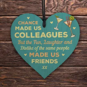 Red Ocean Chance Made Us Colleagues Fun and Laughter Novelty Wooden Hanging Heart Leaving Gift Plaque Work Friendship Sign