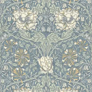 Galerie Arts and Crafts Blue Patterned Wallpaper