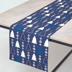 Homescapes Blue Winterland Christmas Table Runner 35 x 180 cm