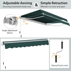 Costway 3.6 x 3m Patio Awning Manual Garden Canopy Sun Shade Retractable Shelter Outdoor