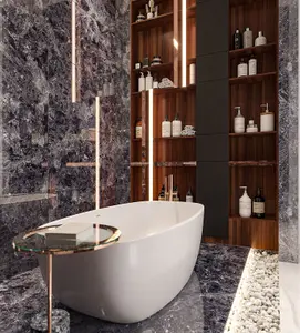 Top Ceramics Black Marble Effect Tiles High Gloss Floor & Wall Porcelain Tile (L)120cm x (W)60cm Each box 1.44sqm