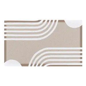 Beige Abstract Lines Indoor & Outdoor Doormat - 70x40cm