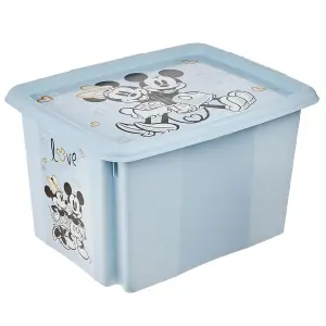 Keeeper Mickey Mouse Turn Around Stackable Box with Lid 30 Litre Cloudy Blue