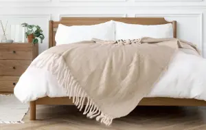 Nevni Mohair Style Light Weight Soft & Cozy Single Cotton Blanket -125 x 150 cm, Beige