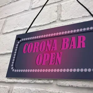 CORONA BAR OPEN Sign Neon Effect Home Bar Pub Man Cave Hanging Sign