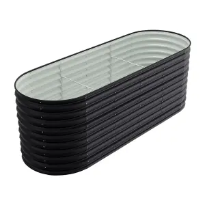 240cm W x 80cm D Oval-Shaped Galvanized Steel Raised Garden Bed Outdoor Use Only