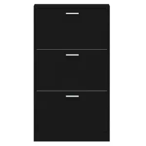 Berkfield Shoe Cabinet Black 59x17x108 cm Engineered Wood