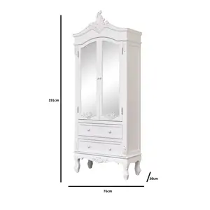 Melody Maison Antique White Mirrored Closet - Pays Blanc Range