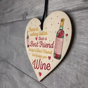 Red Ocean Best Friend Brings Wine Gift Friendship Best Friend Sign Shabby Chic Heart Wine Spirits BFF Plaques