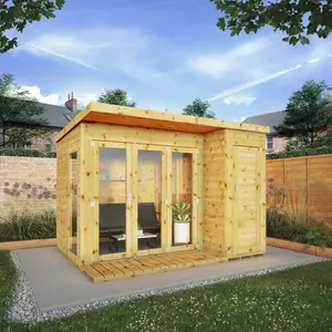 Mercia 10 x 8ft Premium Contemporary Summerhouse With Side Shed No