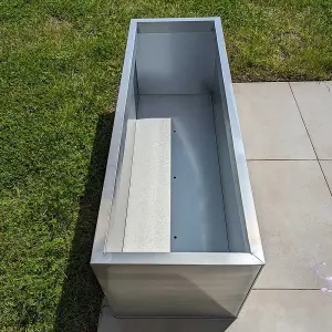 120cm Zinc Galvanised Silver Trough Planter