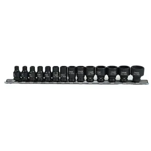 1/4" Drive Metric Shallow Impact Sockets 6 sided 14pc 4mm - 15mm U S Pro