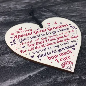 Red Ocean Great Grandma And Grandad Gifts Grandma Gifts For Christmas Handmade Wooden Hanging Heart Plaque Birthday Gift