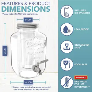 HEFTMAN Glass Beverage Dispenser 3.7L