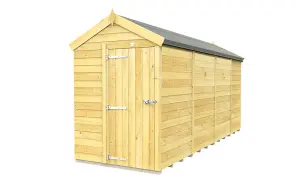 5 x 15 Feet Apex Shed - Single Door Without Windows - Wood - L454 x W147 x H217 cm